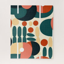 Mid Century Modern Geometrisk Abstrakt Familj