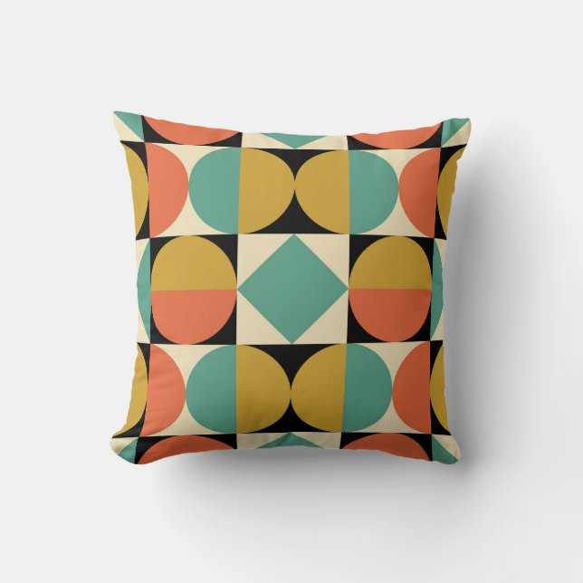 Mid Century Modern Geometrisk Abstrakt Kudde (Framsida)