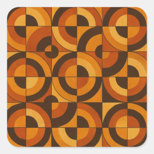 Mid Century Modern Geometrisk Abstrakt Mönster Fyrkantigt Klistermärke