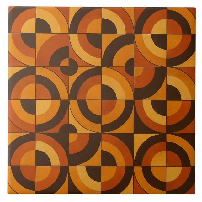Mid Century Modern Geometrisk Abstrakt Mönster Kakelplatta (Framsidan)
