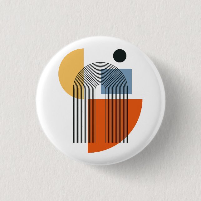 Mid Century Modern Geometrisk Abstrakt Väggkonst  Knapp (Framsida)