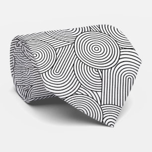 Mid Century Modern Geometrisk Båge Svart Vit Slips