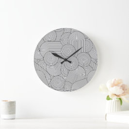 Mid Century Modern Geometrisk Båge Svart Vit Stor Klocka