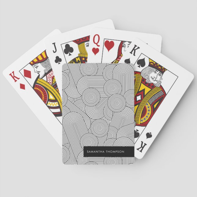 Mid Century Modern Geometrisk Båge Svart Vitt Casinokort (Baksidan)