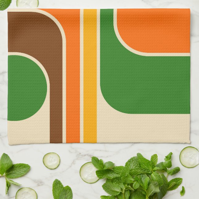 Mid Century Modern geometrisk design Kökshandduk (Vikta)