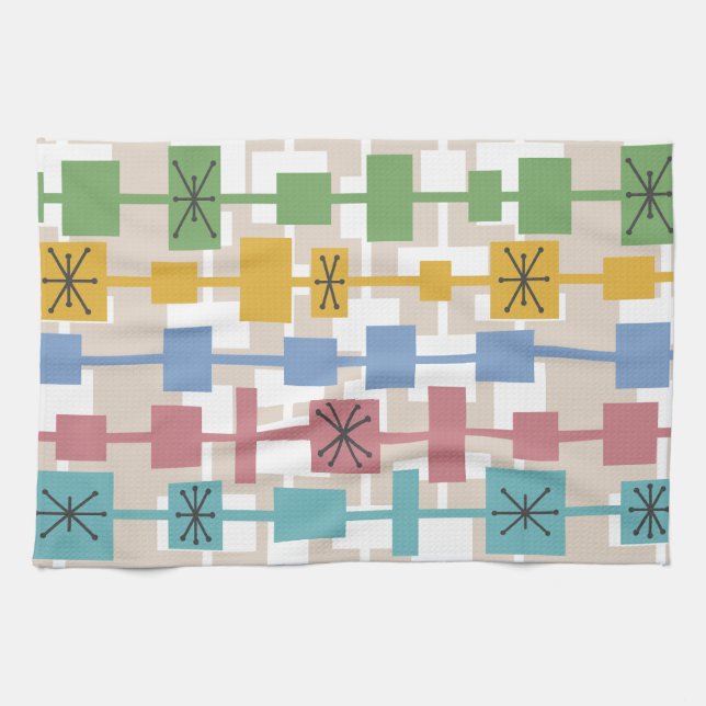 Mid Century Modern Geometrisk Flerfärgad 1 Kökshandduk (Horisontell)