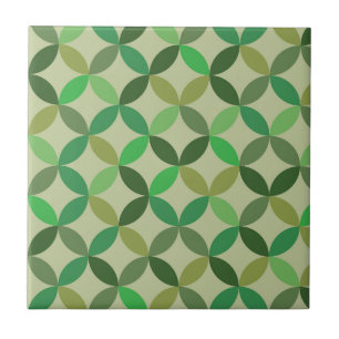 Mid Century Modern Geometrisk Grön Cirkelmönster Kakelplatta