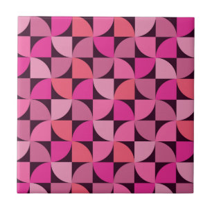 Mid Century modern geometrisk mönster rosa Kakelplatta