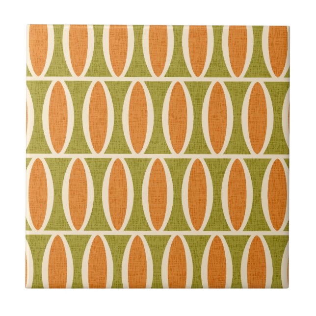 Mid Century Modern Geometrisk Oval Mönster Kakelplatta (Framsidan)
