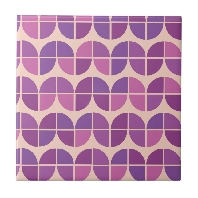 Mid Century Modern geometrisk rosa lila  Kakelplatta (Framsidan)