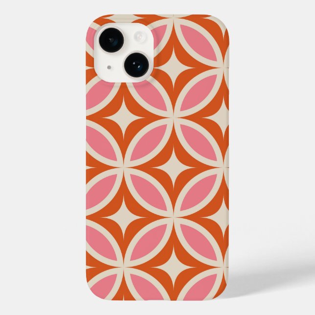 Mid Century Modern Geometrisk Rosa Orange Mönster (Baksida)