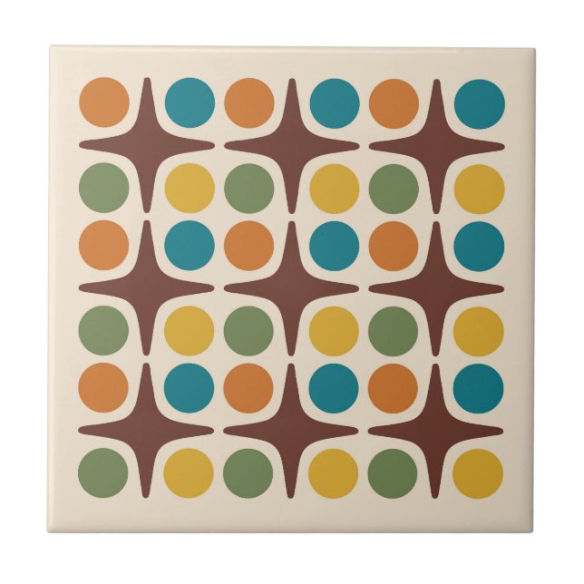 Mid Century Modern Geometrisk Solstjärnedesign Kakelplatta (Framsidan)