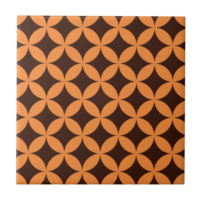 Mid Century Modern Geometriska Cirklar Orange Kakelplatta (Framsidan)