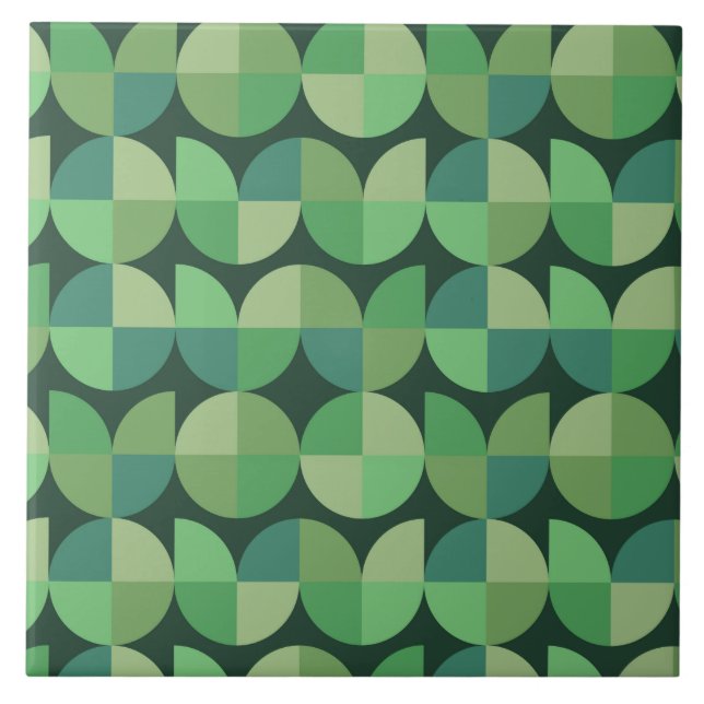 Mid Century Modern geometriska former Grön  Kakelplatta (Framsidan)