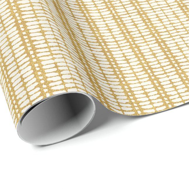 Mid-Century Modern geometriska streckade linjer Presentpapper (Rullad Hörn)