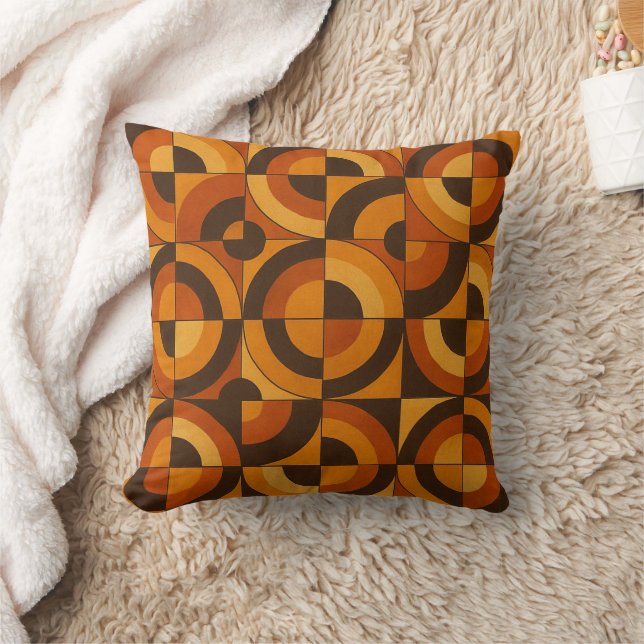 Mid Century Modern Geometriskt Abstrakt Mönster Kudde (Filt)