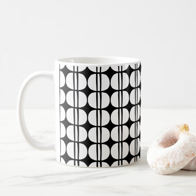 Mid Century Modern geometriskt mönster Kaffemugg (Med munk)