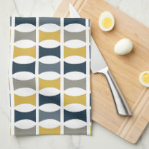 Mid Century Modern geometriskt mönster marinblått
