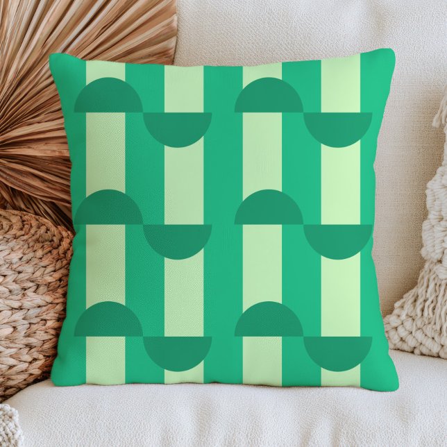 Mid Century Modern Geometriskt Mönster RETRO Grönt Kudde (Skapare uppladdad)