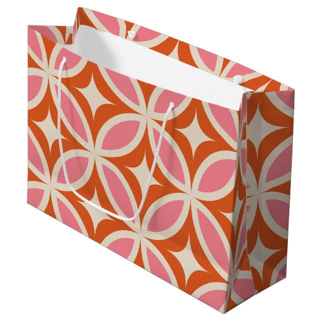Mid century Modern geometriskt mönster rosa orange (Framsidan Vinklad)