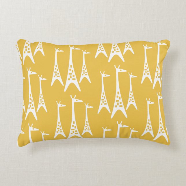 Mid Century Modern Giraffe Mönster Prydnadskudde (Framsidan)