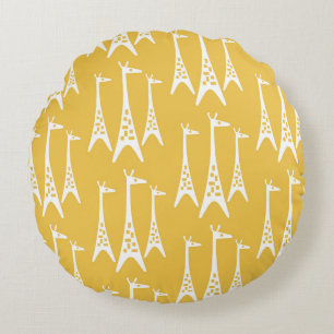 Mid Century Modern Giraffe Mönster Rund Kudde