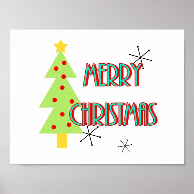 mid century modern glad jul gran retro poster (Framsidan)