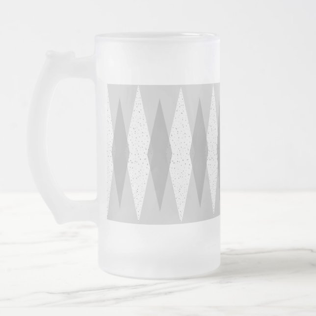 Mid Century Modern Grått Argyle Frosted Glass Mugg (Vänster)