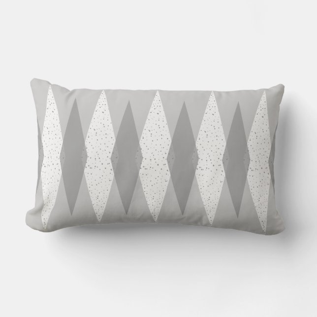 Mid Century Modern Grått Argyle Lumbar Pillow Lumbarkudde (Framsida)