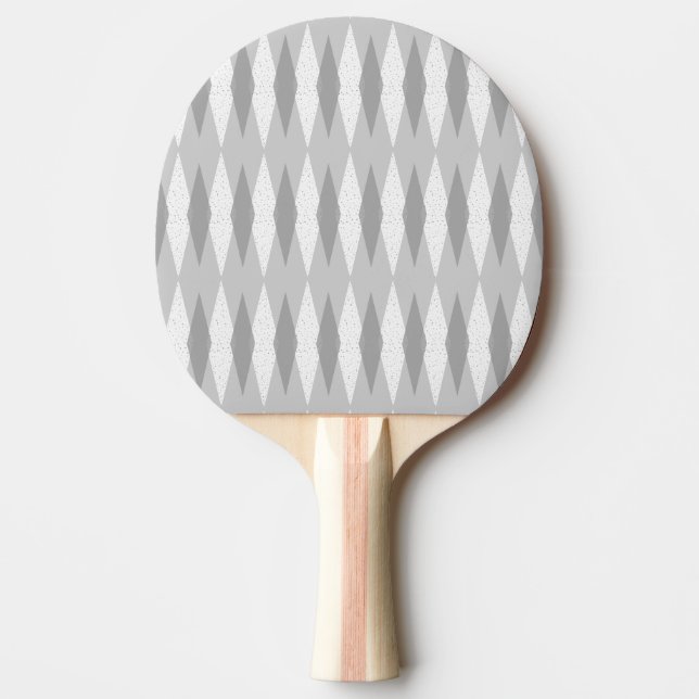Mid Century Modern Grått Argyle Ping Pong Paddle Pingisracket (Framsidan)