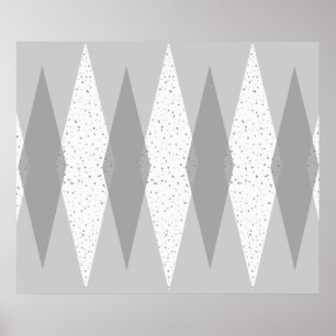 Mid Century Modern Grått Argyle Poster