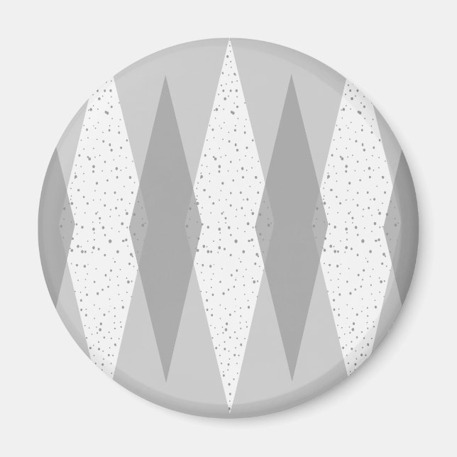 Mid Century Modern Grått Argyle Round Magnet (Framsidan)