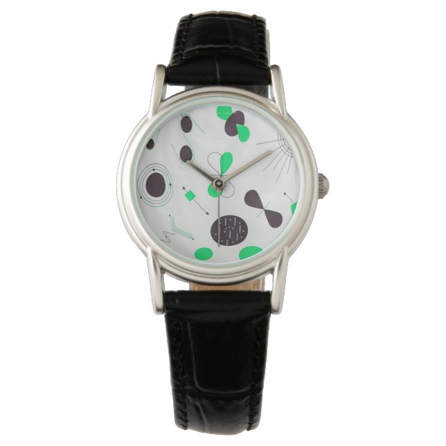 Mid Century Modern Green Physics  Armbandsur (Framsida)