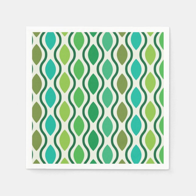 Mid Century Modern grön teal Ogee-mönster  Pappersservett (Framsidan)