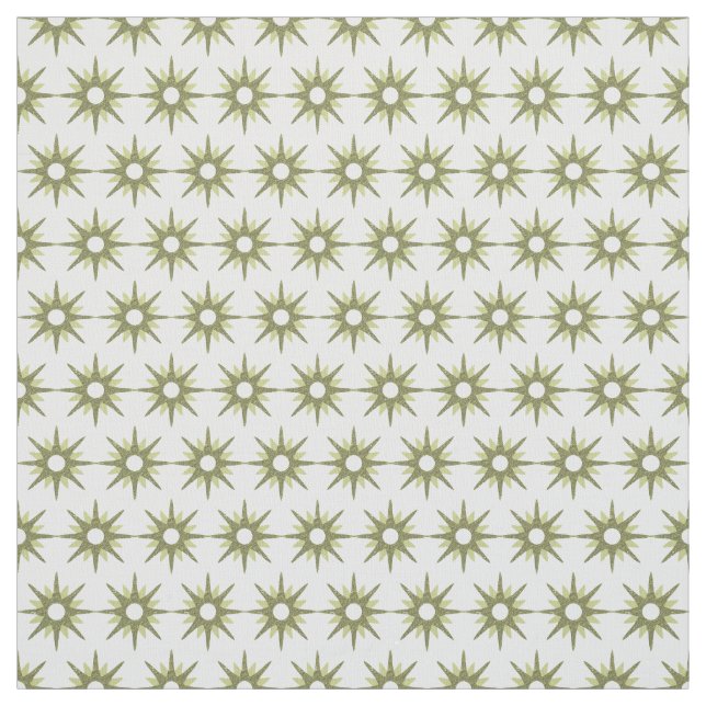 Mid Century Modern Grönt Starburst Mönster Tyg (Provkarta)