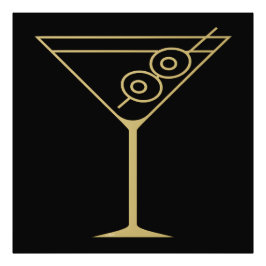 Mid Century Modern Guld 2 Oliv Martini Fototryck