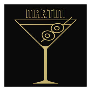 Mid Century Modern Guld 2 Oliv Martini Fototryck