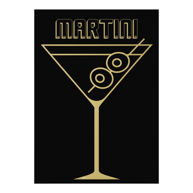 Mid Century Modern Guld 2 Oliv Martini Fototryck (Framsidan)