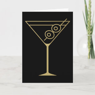 Mid Century Modern Guld 2 Oliv Martini Kort