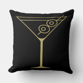 Mid Century Modern Guld 2 Oliv Martini Kudde