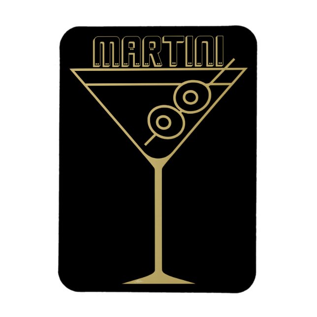 Mid Century Modern Guld 2 Oliv Martini Magnet (Vertikal)