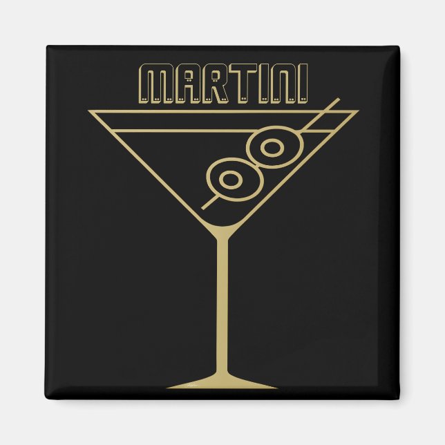 Mid Century Modern Guld 2 Oliv Martini Magnet (Framsidan)