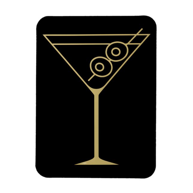 Mid Century Modern Guld 2 Oliv Martini Magnet (Vertikal)