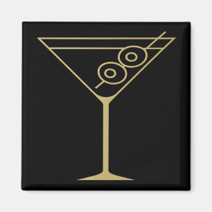 Mid Century Modern Guld 2 Oliv Martini Magnet