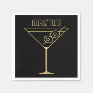 Mid Century Modern Guld 2 Oliv Martini Pappersservett
