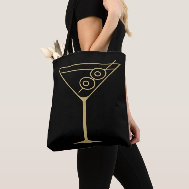 Mid Century Modern Guld 2 Oliv Martini Tygkasse (Närbild)