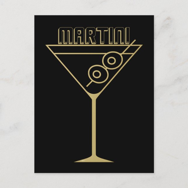 Mid Century Modern Guld 2 Oliv Martini Vykort (Framsida)