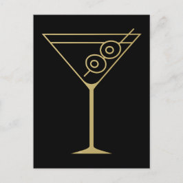 Mid Century Modern Guld 2 Oliv Martini Vykort