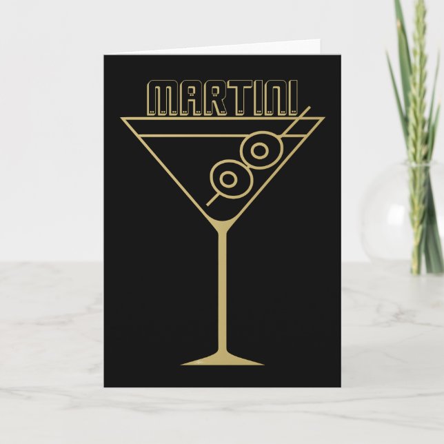 Mid Century Modern Guld 2 Olivemartini Kort (Framsida)