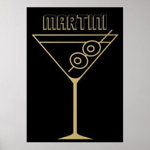 Mid Century Modern Guld 2 Olivemartini Poster